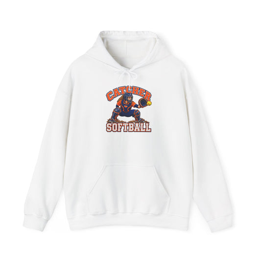 Catcher Softball Hoodie — Vintage Catcher Graphic Pullover