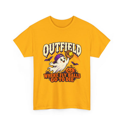 Outfield Where Fly Balls Go to Die Baseball Halloween T-Shirt