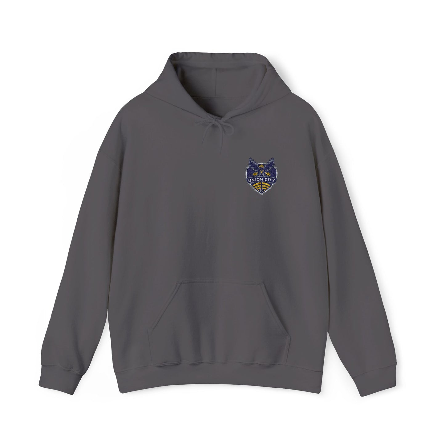 Union City Soccer New Crest Sheild Embroidered Hoodie — Small Chest Graphic