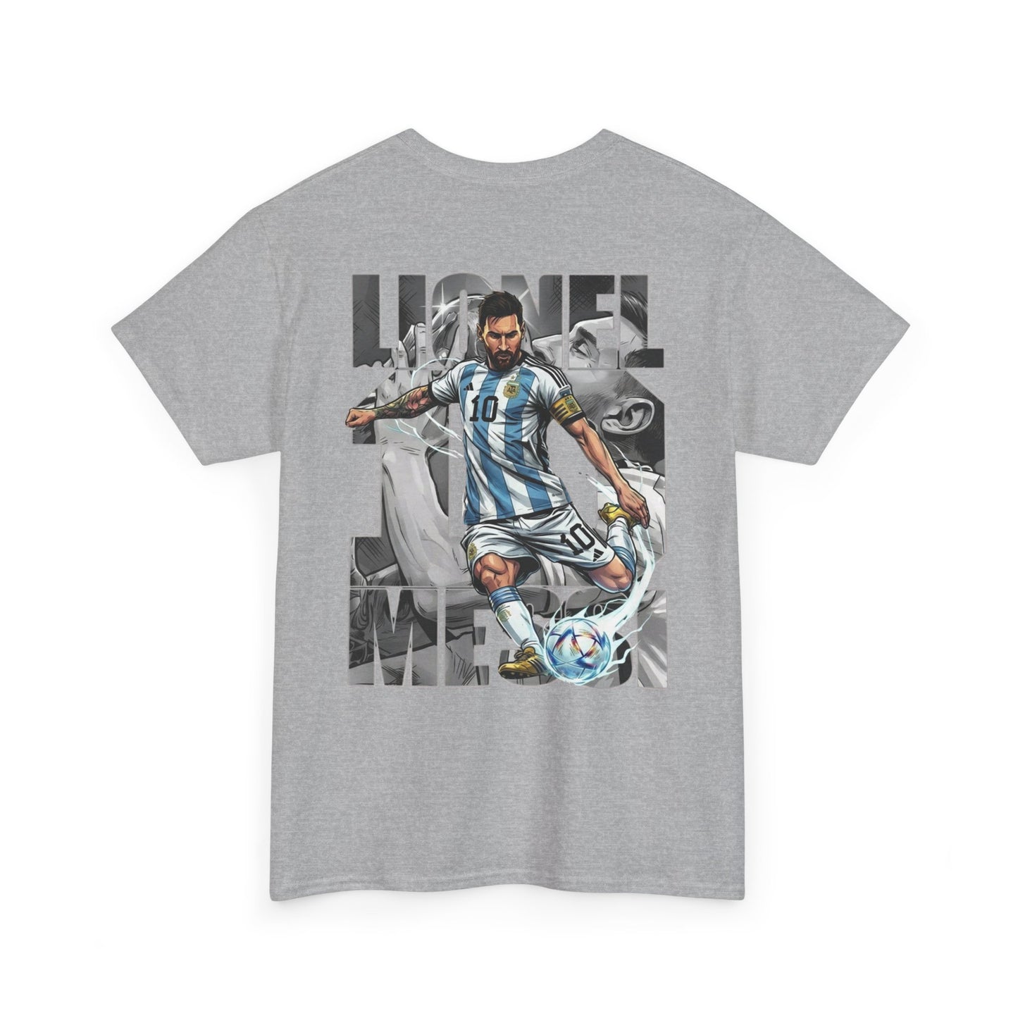 Soccer Star Graphic Tee Back — Argentina Striped Jersey Player Design