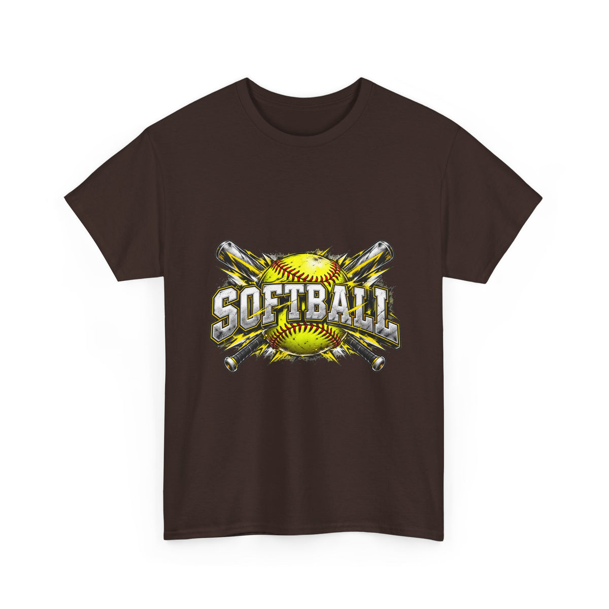 Softball Crossed Bats and Ball Graphic T-Shirt