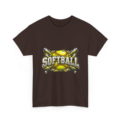 Softball Crossed Bats and Ball Graphic T-Shirt