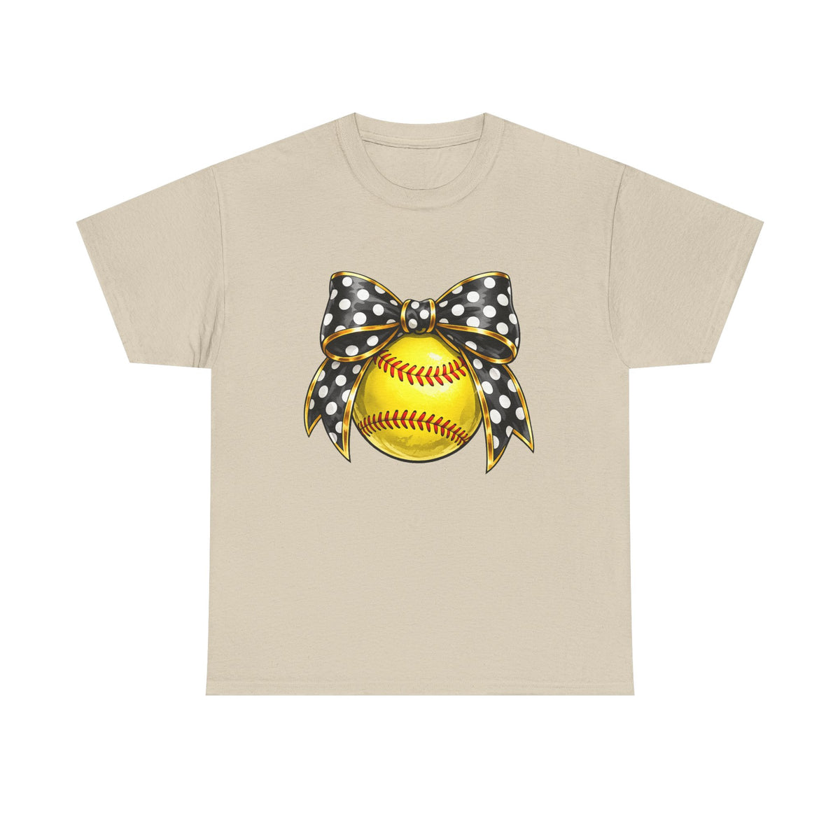 Softball Bow Tee — Polka Dot Ribbon Softball Graphic Shirt