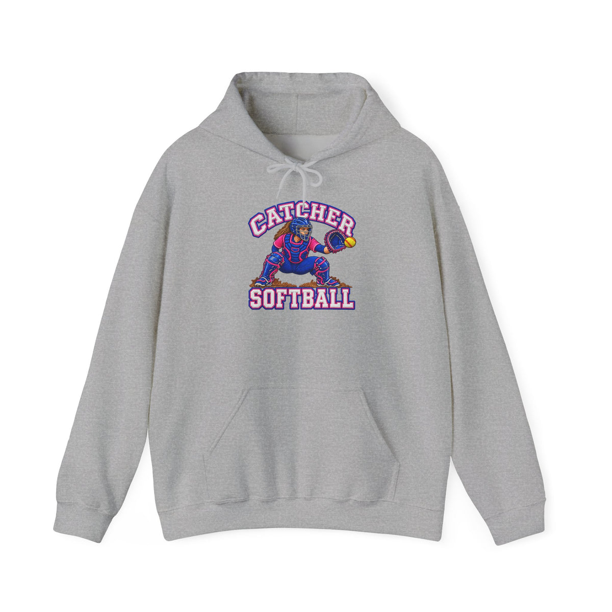 Catcher Softball Hoodie — Vintage Style Catcher Graphic Pullover