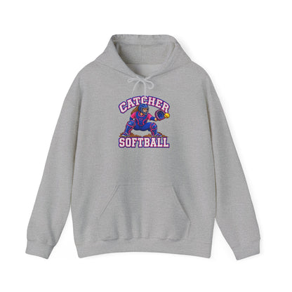 Catcher Softball Hoodie — Vintage Style Catcher Graphic Pullover