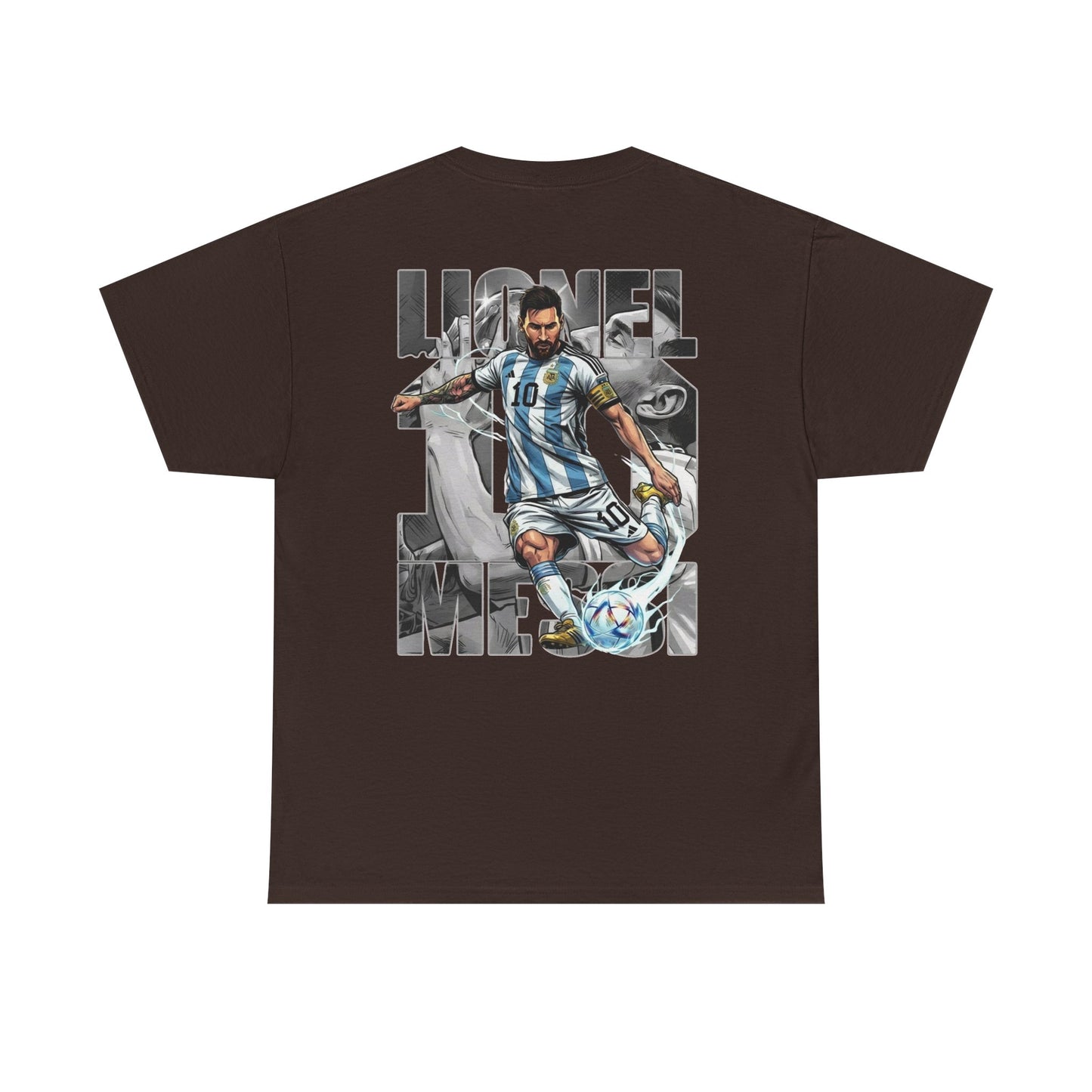 Soccer Star Graphic Tee Back — Argentina Striped Jersey Player Design