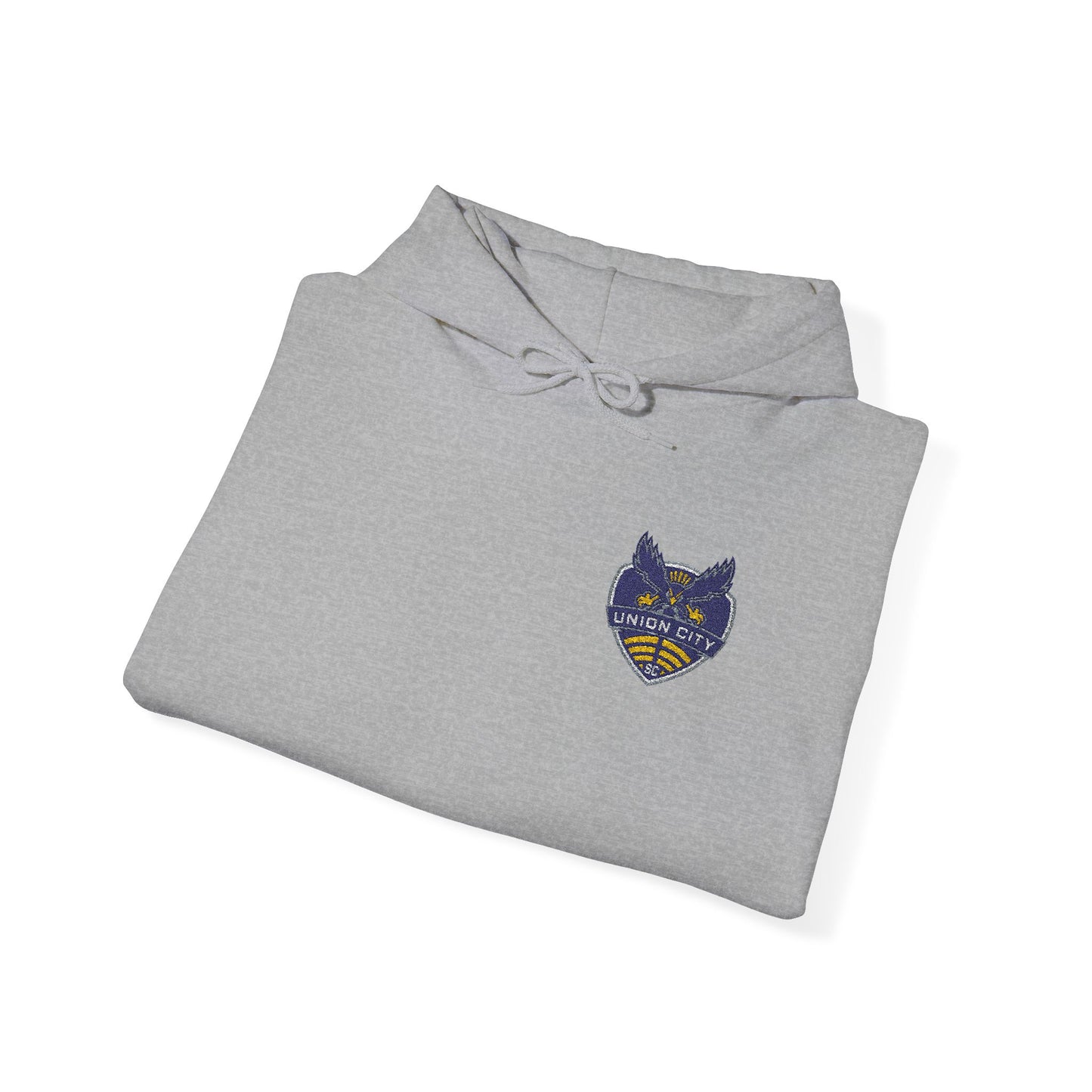 Union City Soccer New Crest Sheild Embroidered Hoodie — Small Chest Graphic