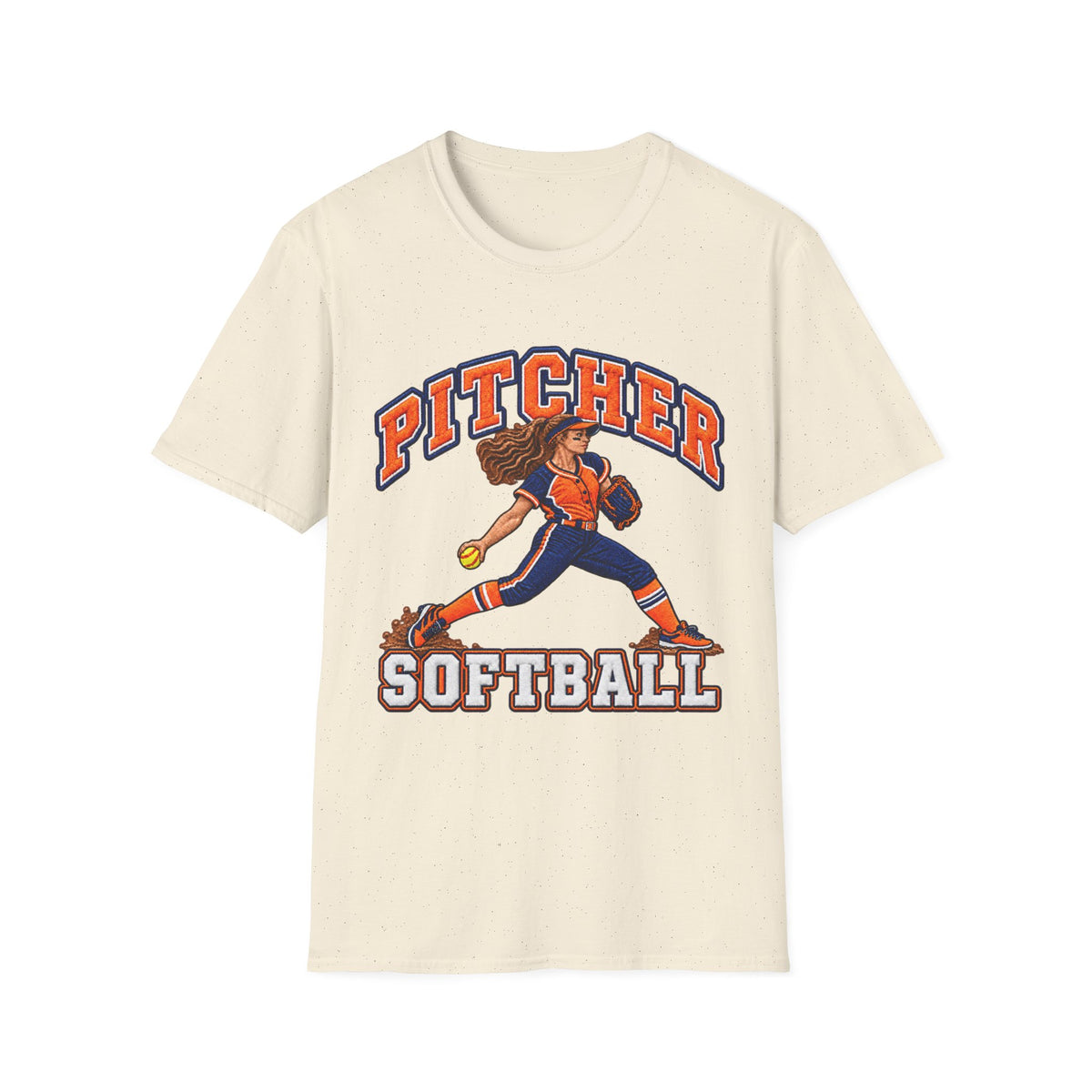 Pitcher Softball T-Shirt — Retro Female Pitcher Graphic Tee