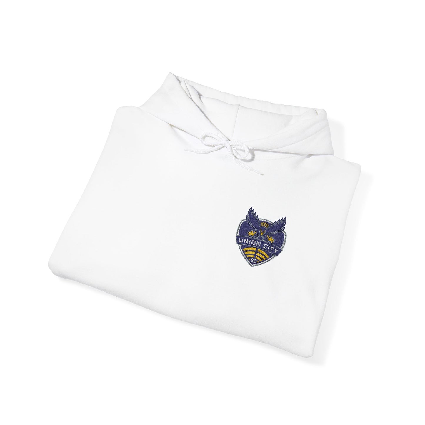 Union City Soccer New Crest Sheild Embroidered Hoodie — Small Chest Graphic