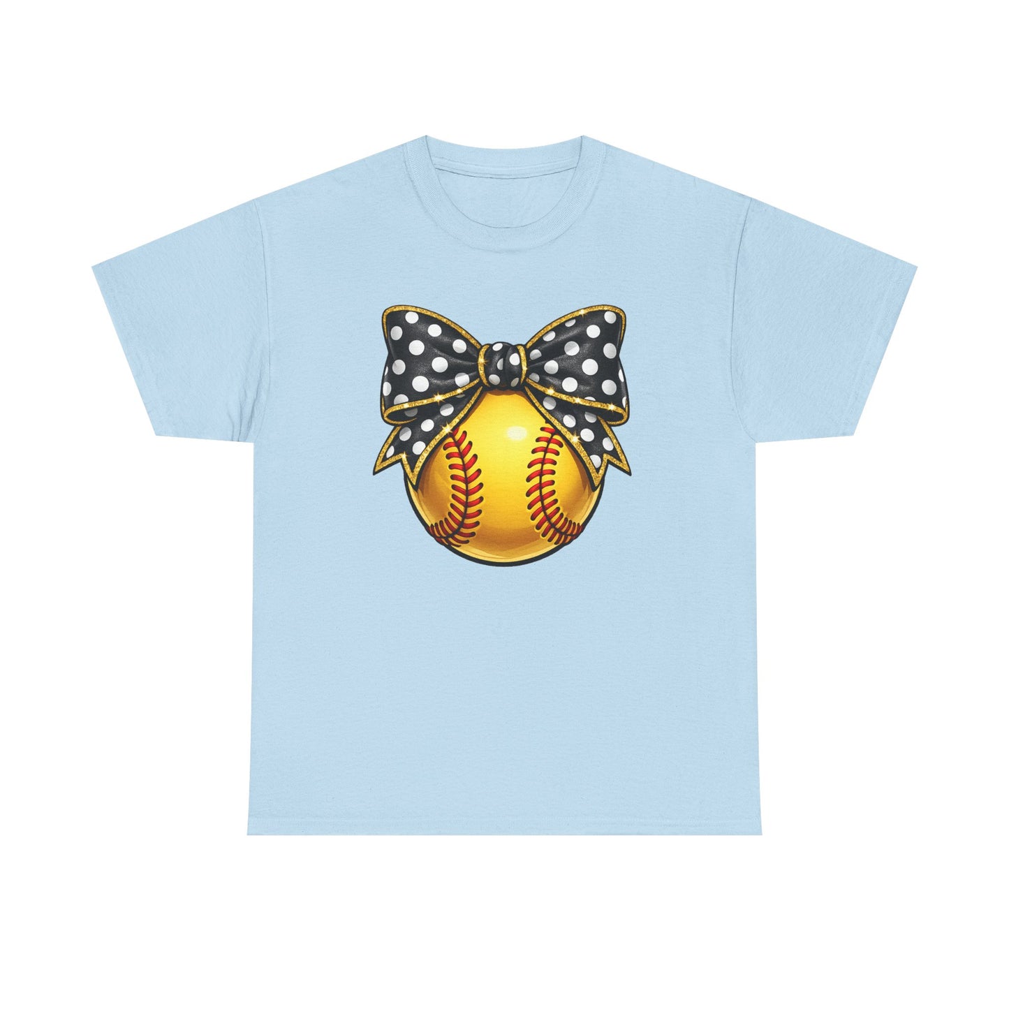 Softball Bow Tee — Polka Dot Bow Softball Graphic T-Shirt