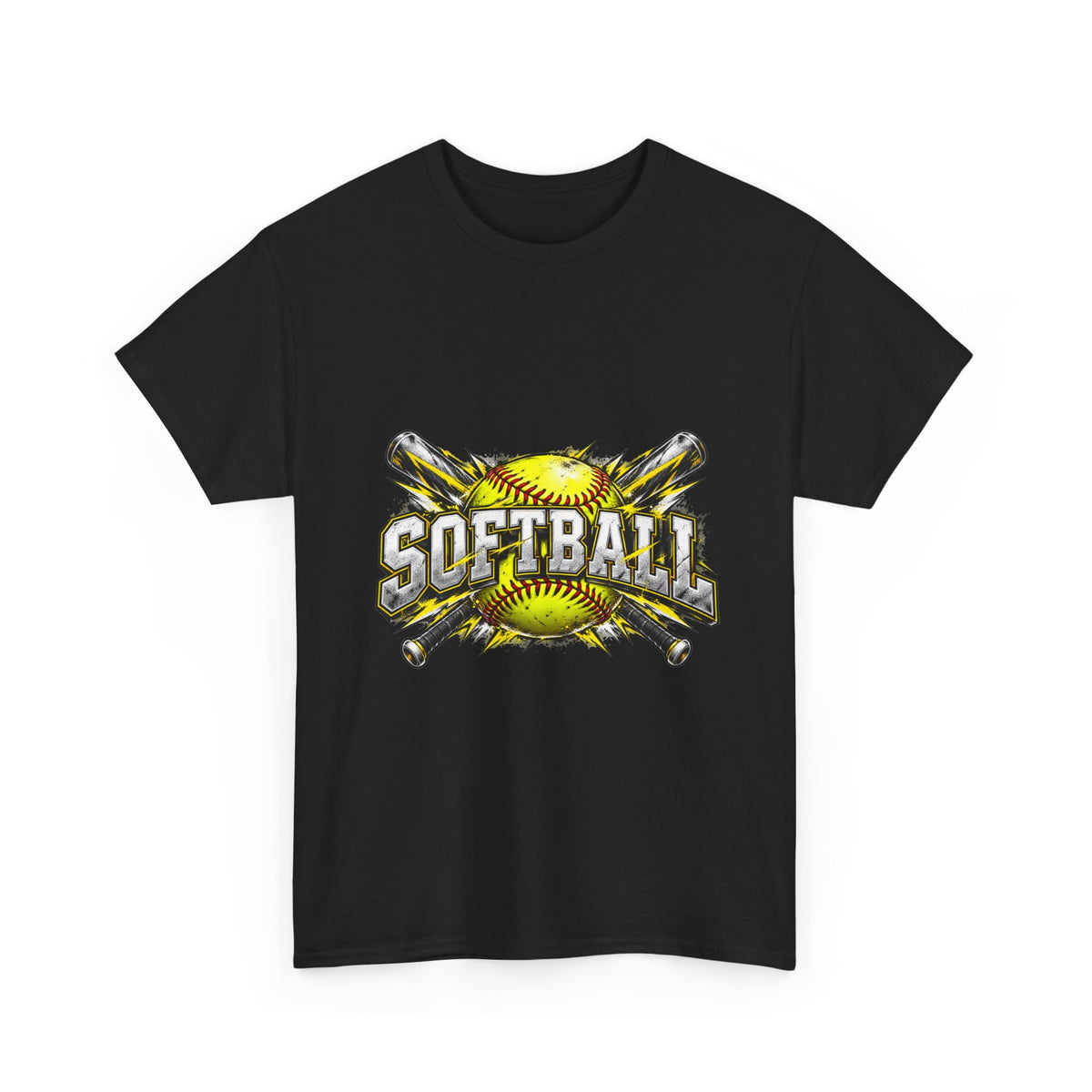 Softball Crossed Bats and Ball Graphic T-Shirt