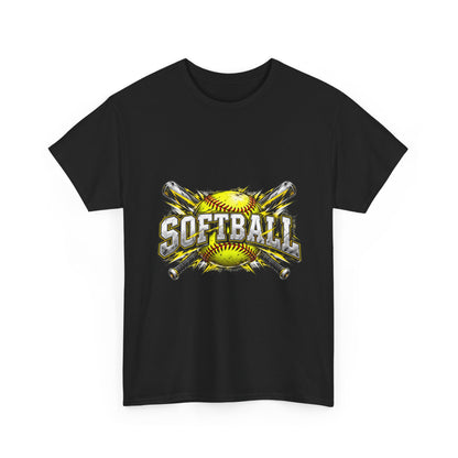 Softball Crossed Bats and Ball Graphic T-Shirt
