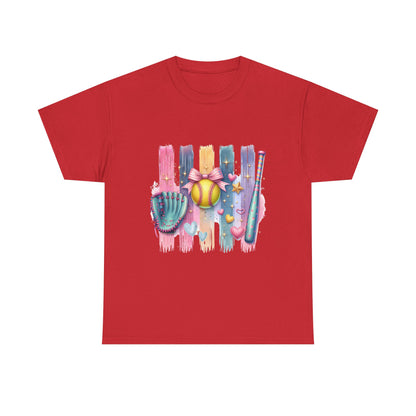 Softball Gear Watercolor T-Shirt — Baseball Bat, Glove & Ball Design – product image 17