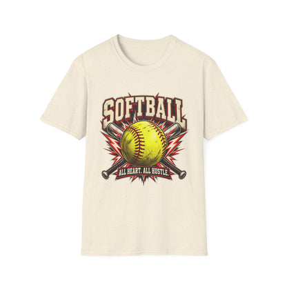 Softball T-Shirt — "Softball: All Heart, All Hustle" Graphic Tee
