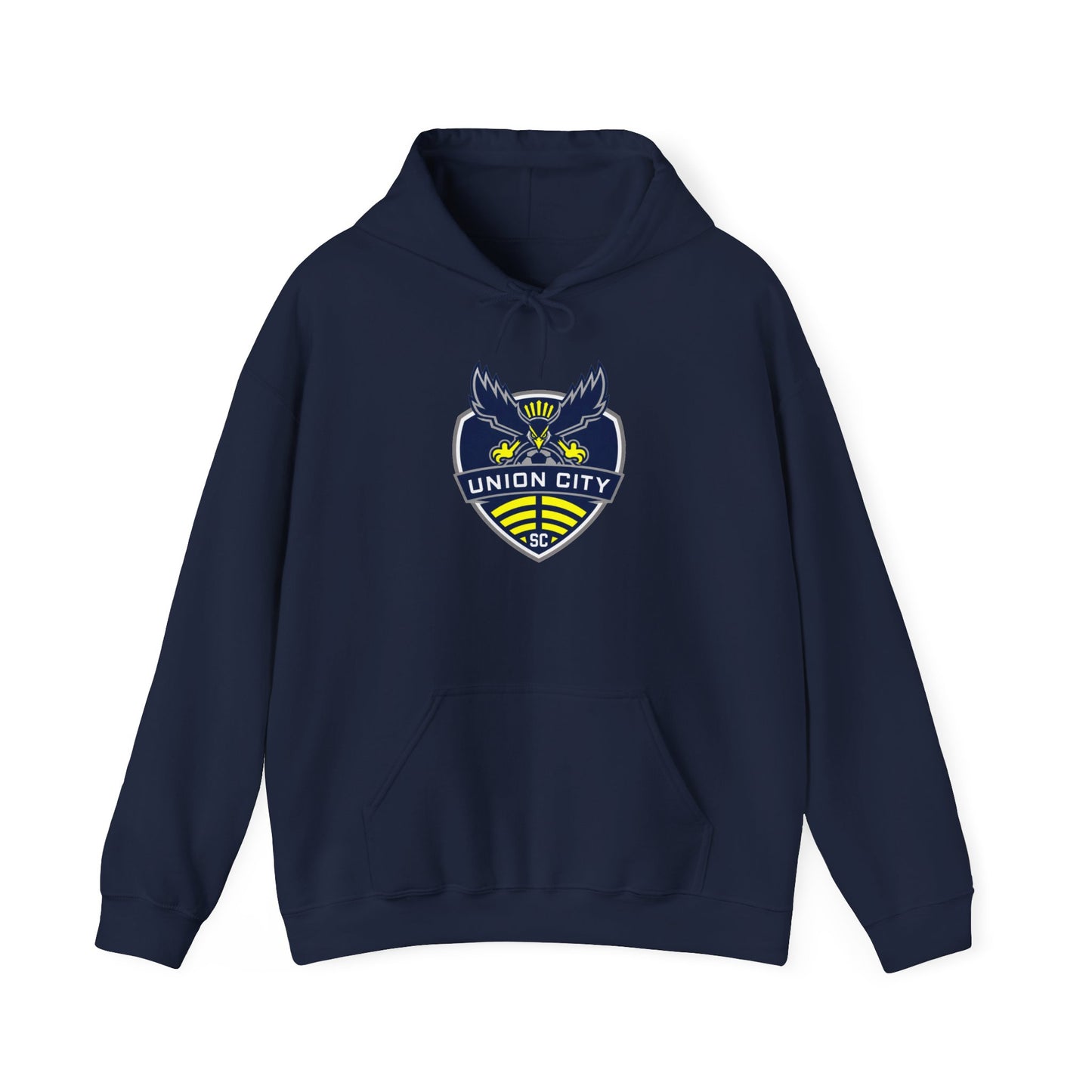 Union City Soccer Crest Hoodie — Vintage Eagle Shield Logo Pullover