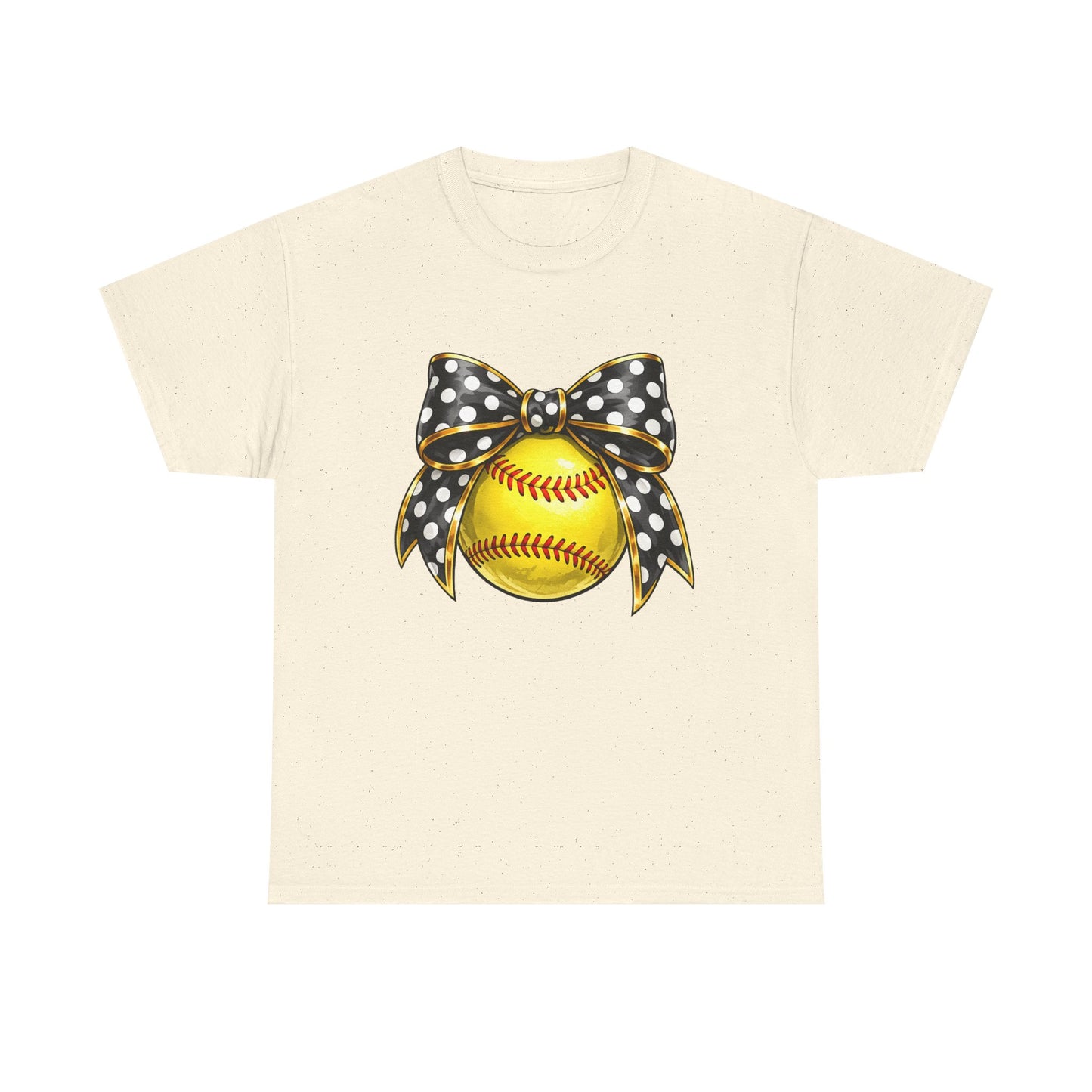 Softball Bow Tee — Polka Dot Ribbon Softball Graphic Shirt