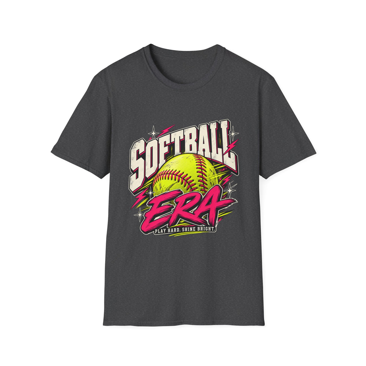 Softball Era Graphic Tee — Vintage Neon Softball Design