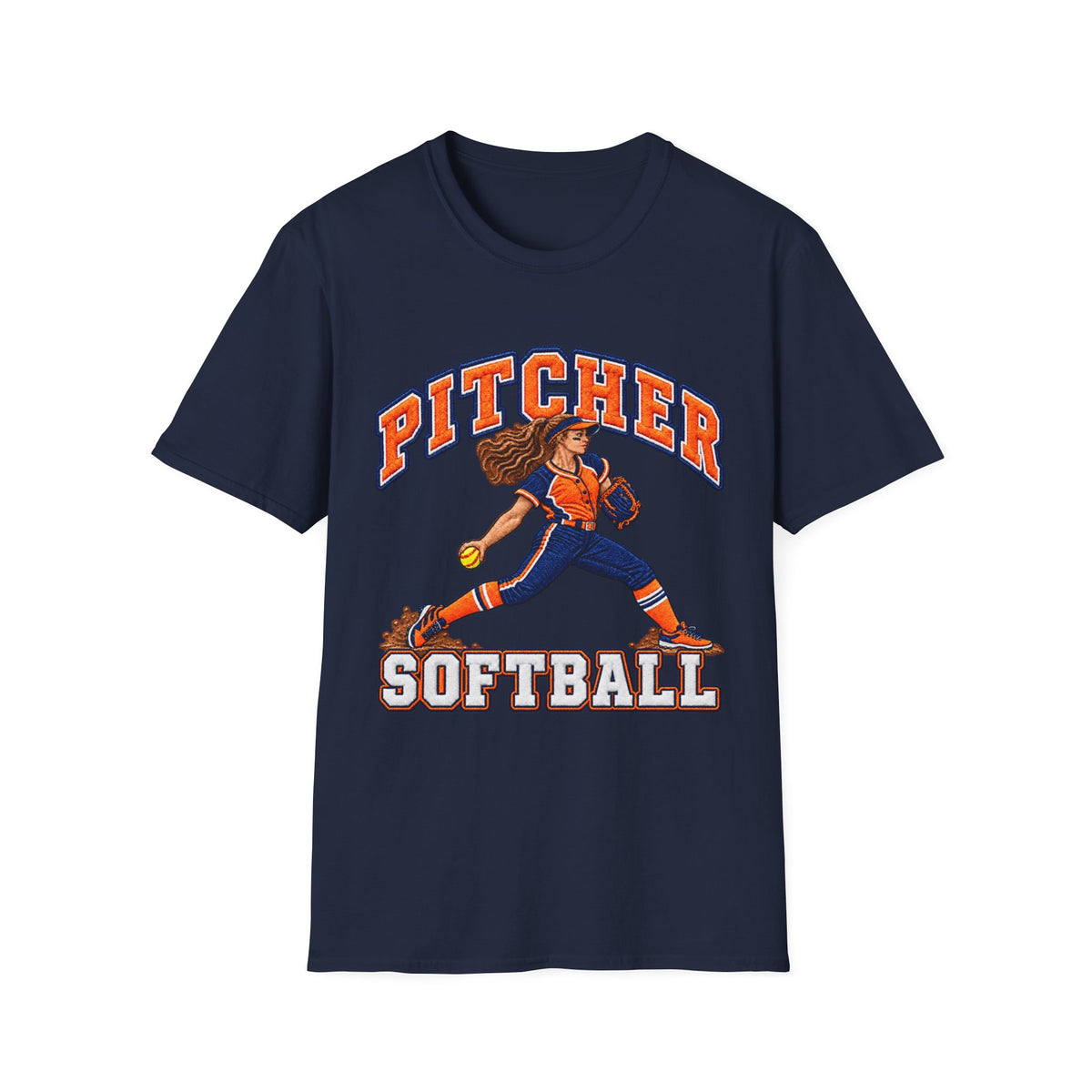Pitcher Softball T-Shirt — Retro Female Pitcher Graphic Tee