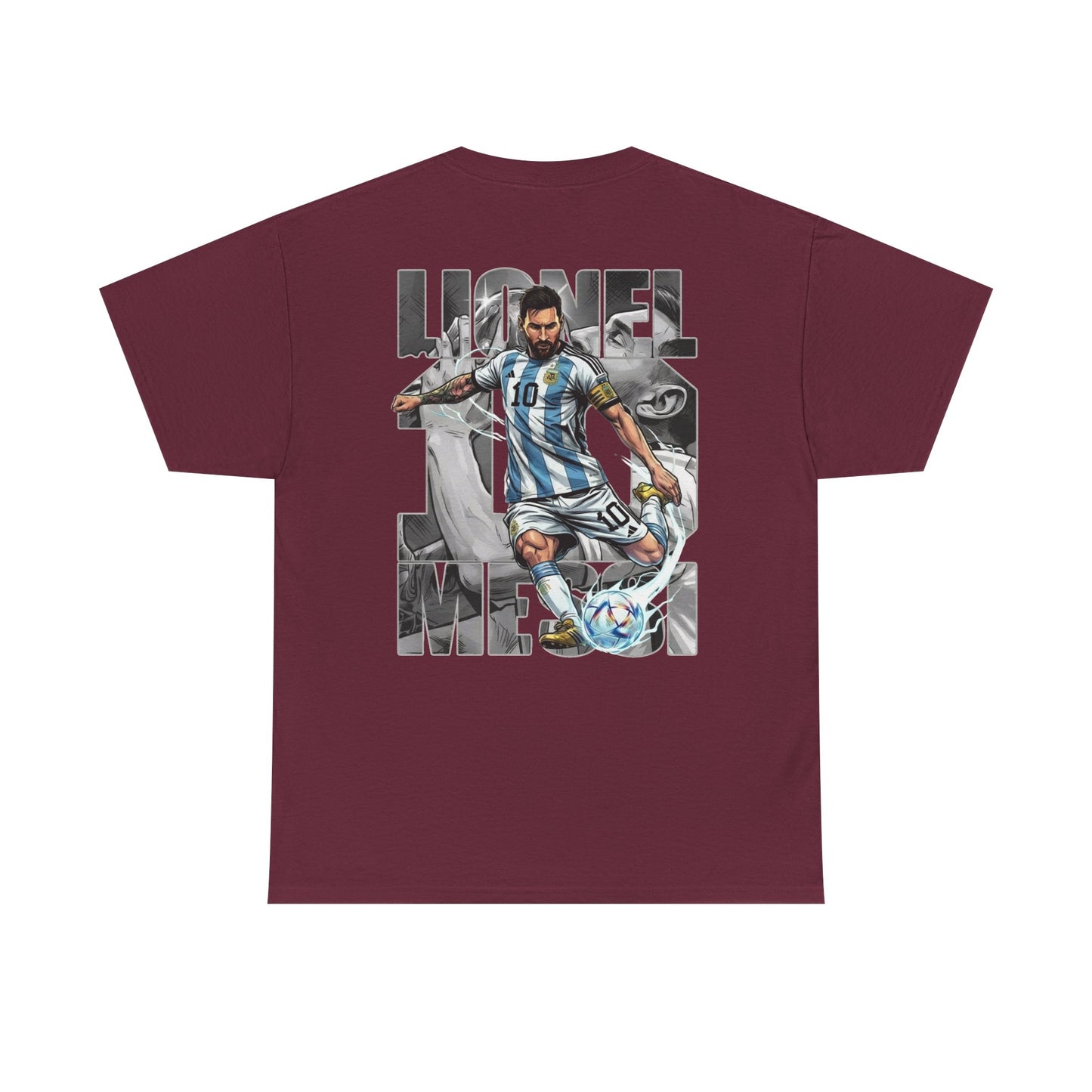 Soccer Star Graphic Tee Back — Argentina Striped Jersey Player Design