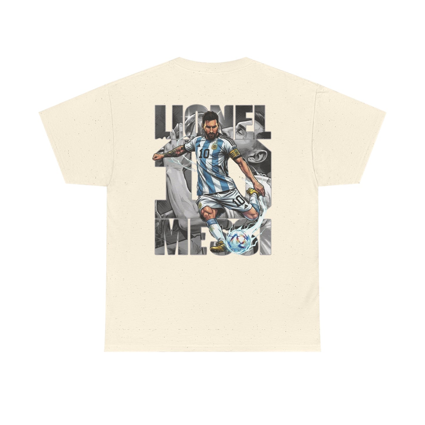 Soccer Star Graphic Tee Back — Argentina Striped Jersey Player Design