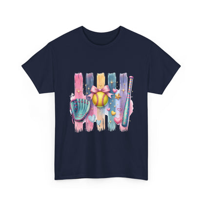 Softball Gear Watercolor T-Shirt — Bat, Glove & Ball Graphic Tee
