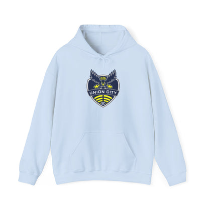 Union City Soccer Crest Hoodie — Vintage Eagle Shield Logo Pullover