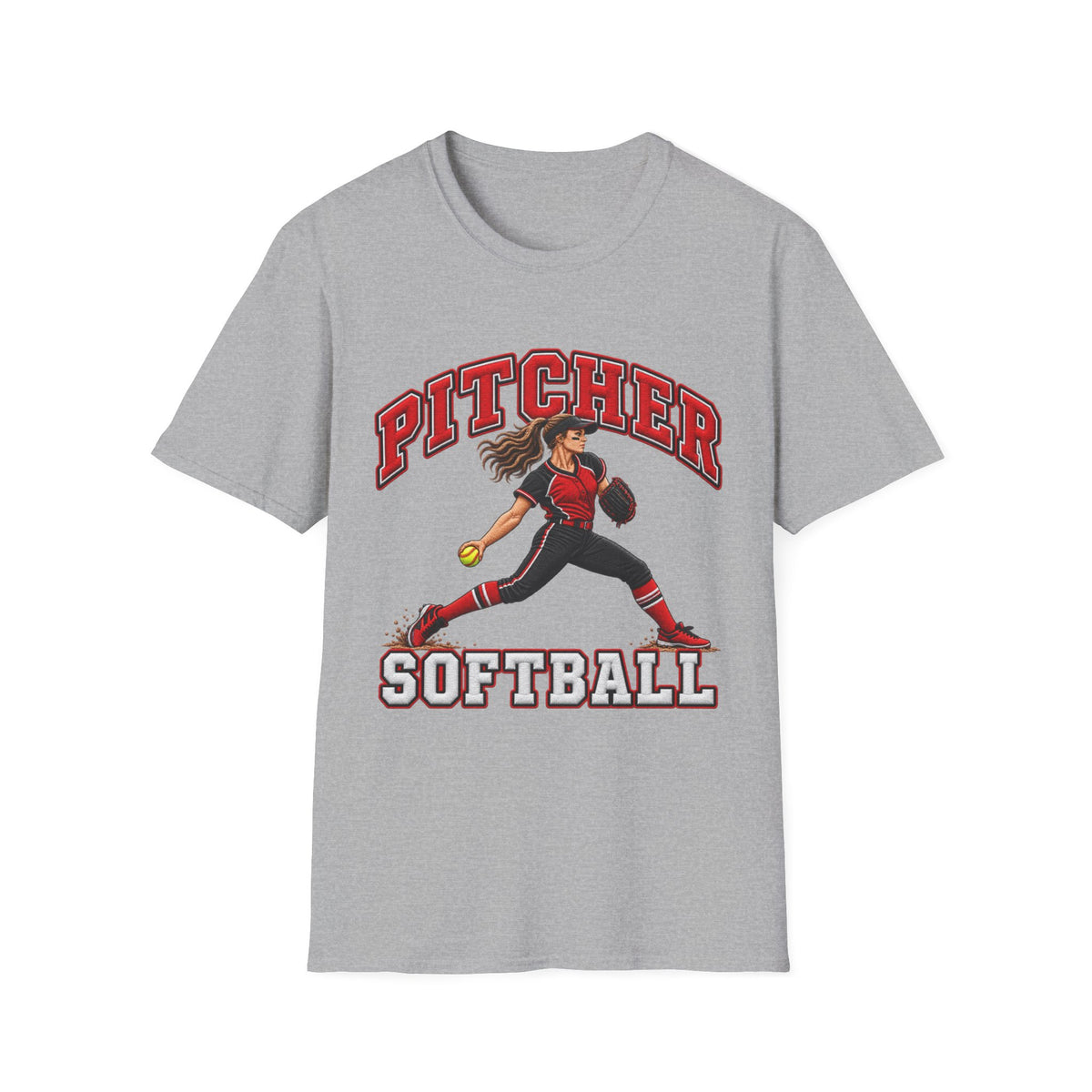 Pitcher Softball T-Shirt — Women's Softball Player Graphic Tee
