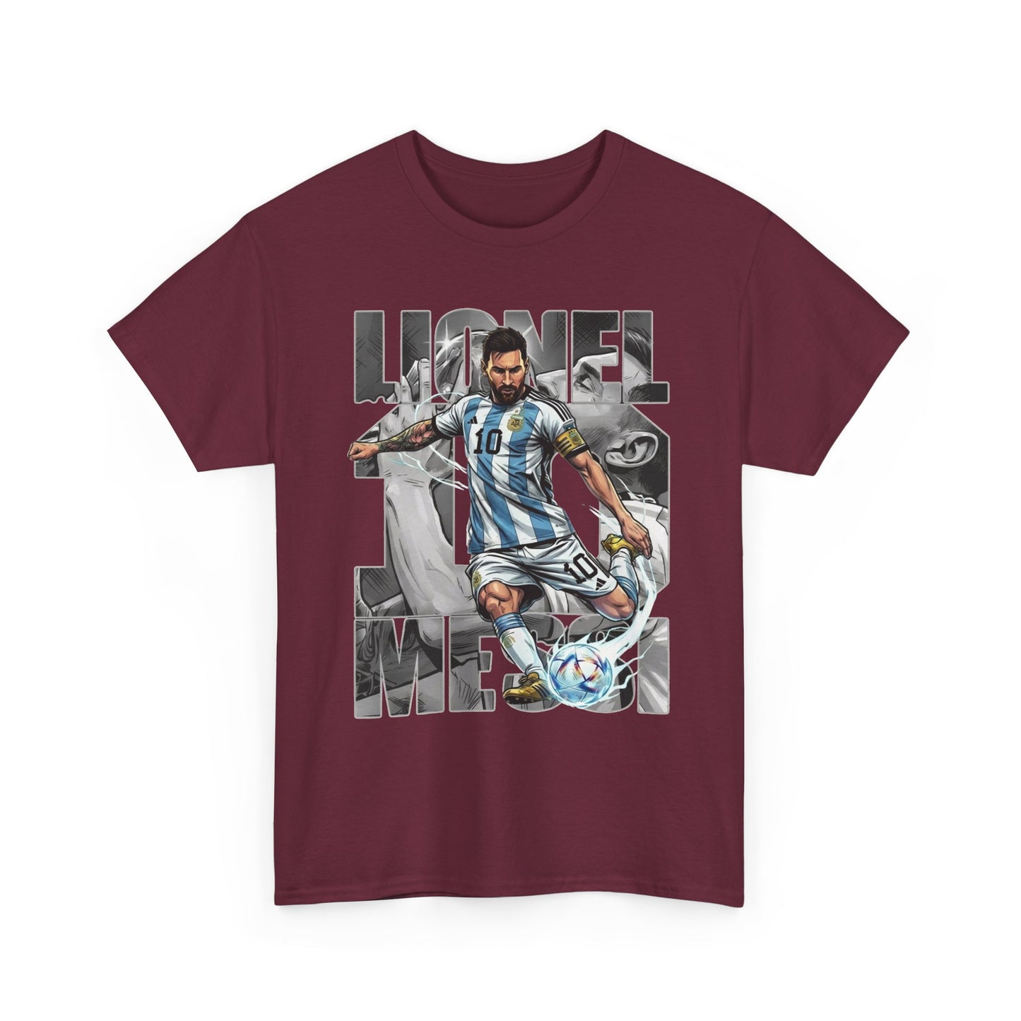 Soccer Star Graphic Tee Front — Argentina Striped Jersey Player Design