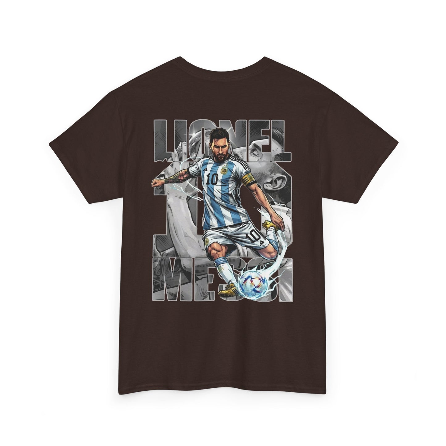 Soccer Star Graphic Tee Back — Argentina Striped Jersey Player Design
