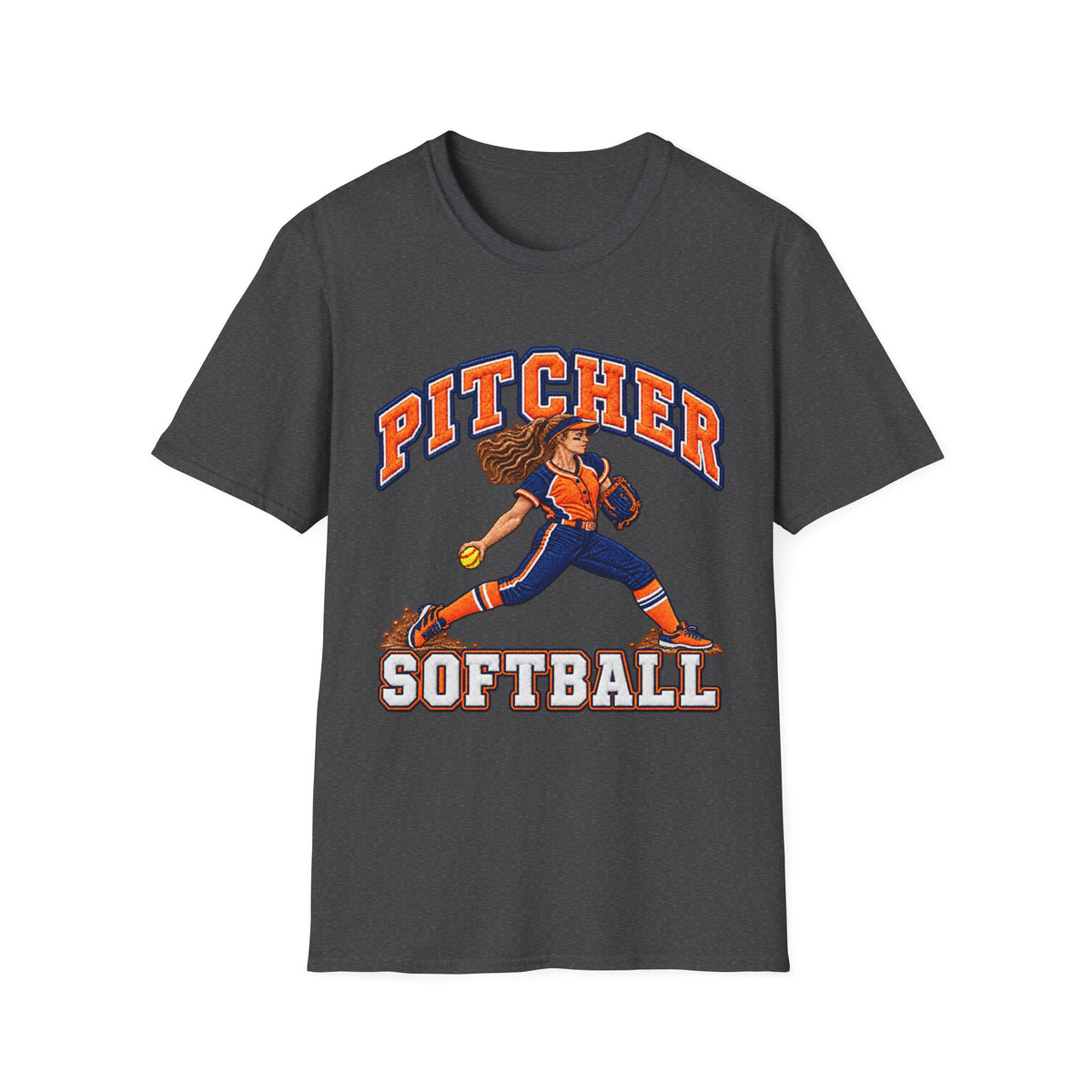 Pitcher Softball T-Shirt — Retro Female Pitcher Graphic Tee