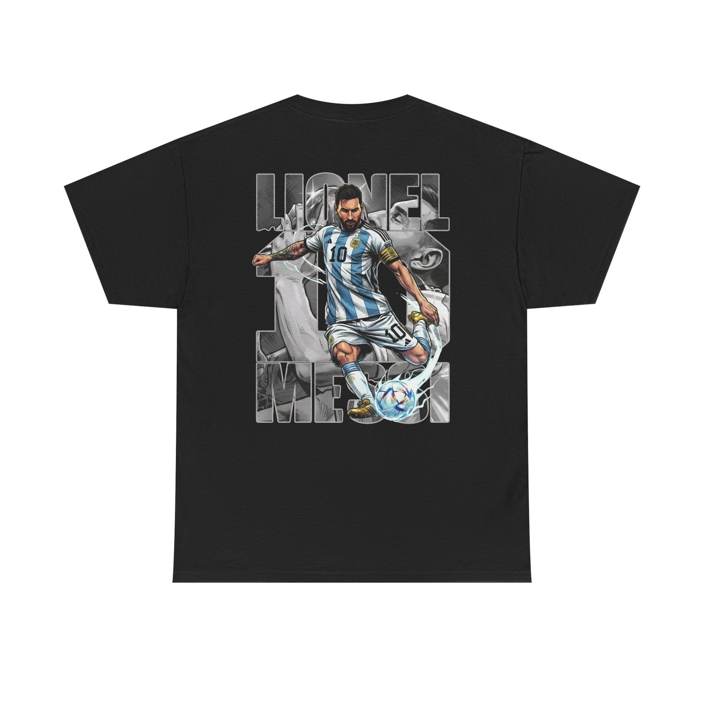 Soccer Star Graphic Tee Back — Argentina Striped Jersey Player Design