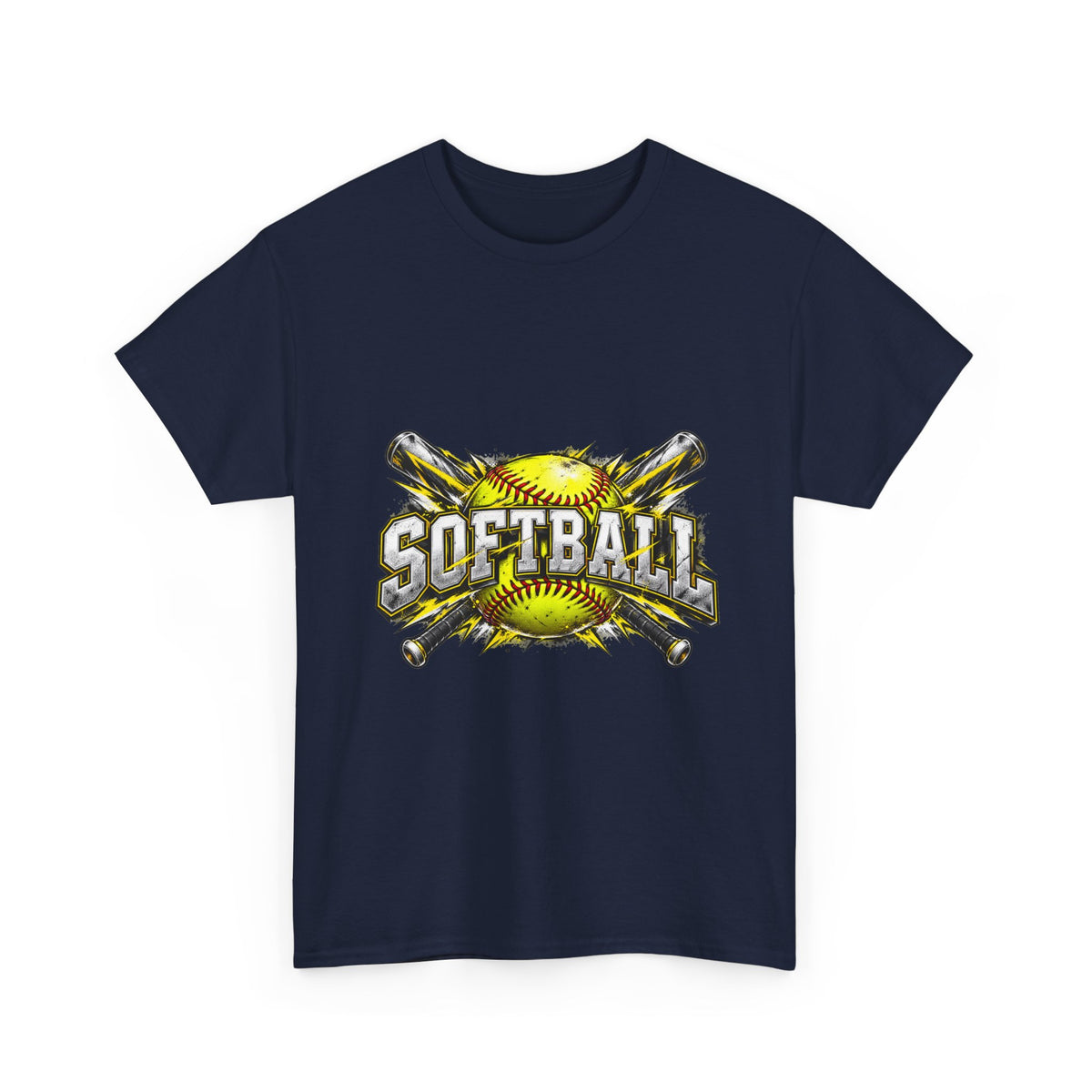 Softball Crossed Bats and Ball Graphic T-Shirt