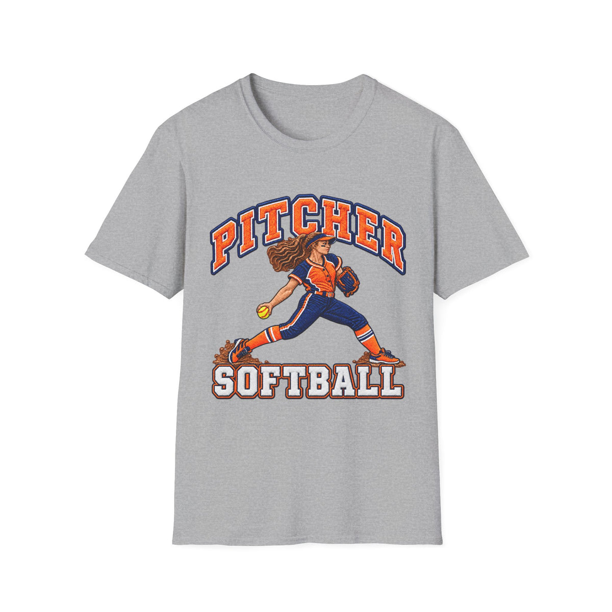 Pitcher Softball T-Shirt — Retro Female Pitcher Graphic Tee