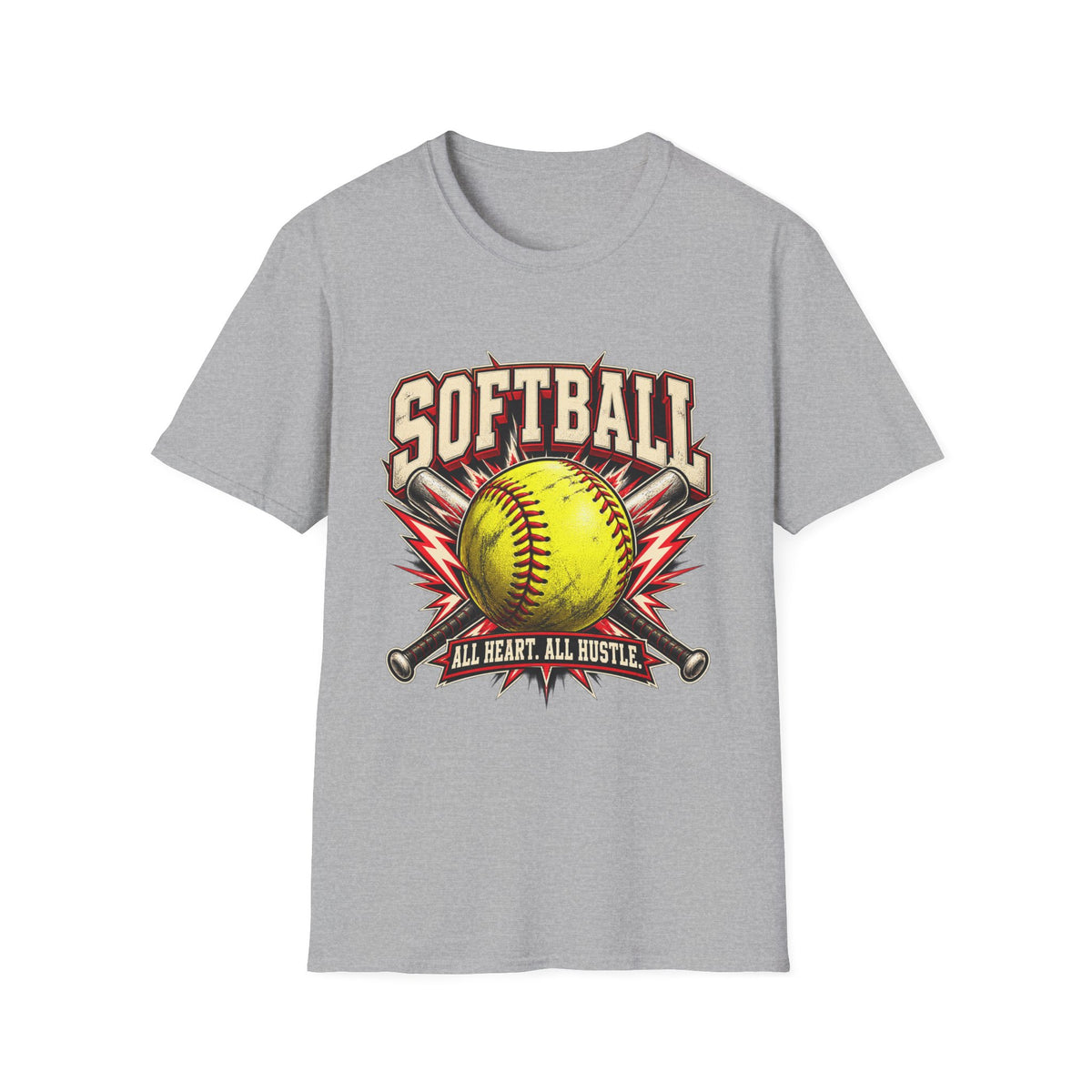 Softball T-Shirt — "Softball: All Heart, All Hustle" Graphic Tee