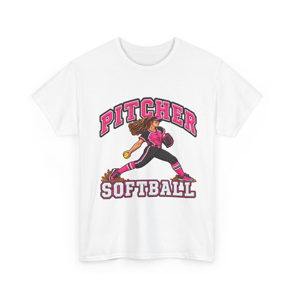 Softball Pitcher T‑Shirt – Pink Team Graphic Tee