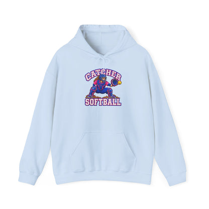 Catcher Softball Hoodie — Vintage Style Catcher Graphic Pullover