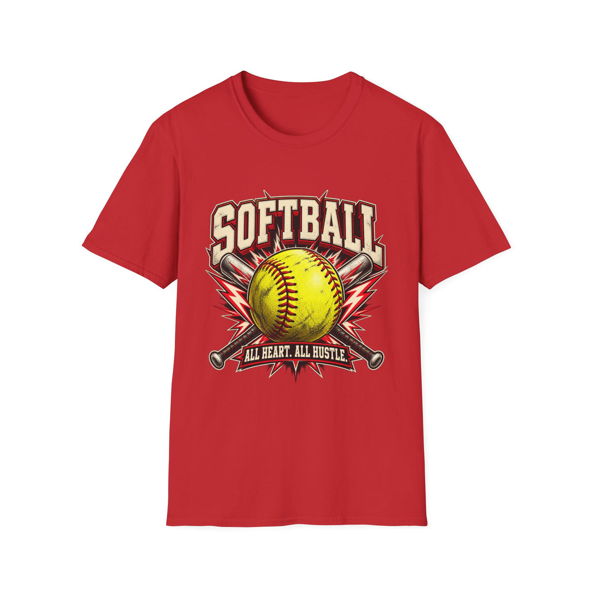 Softball T-Shirt — "Softball: All Heart, All Hustle" Graphic Tee