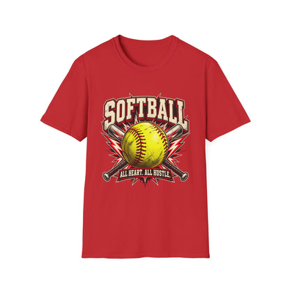 Softball T-Shirt — "Softball: All Heart, All Hustle" Graphic Tee