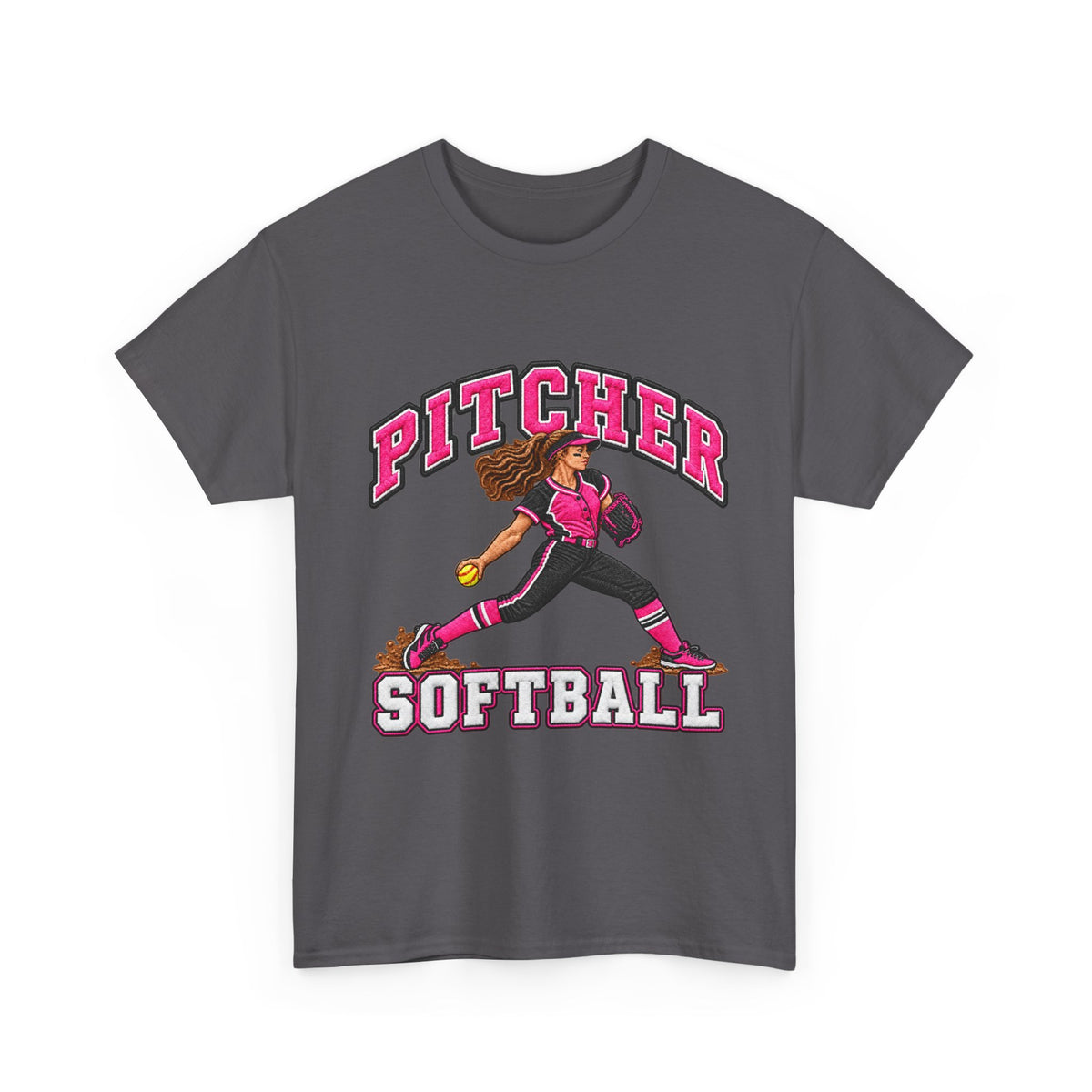 Softball Pitcher T‑Shirt – Pink Team Graphic Tee