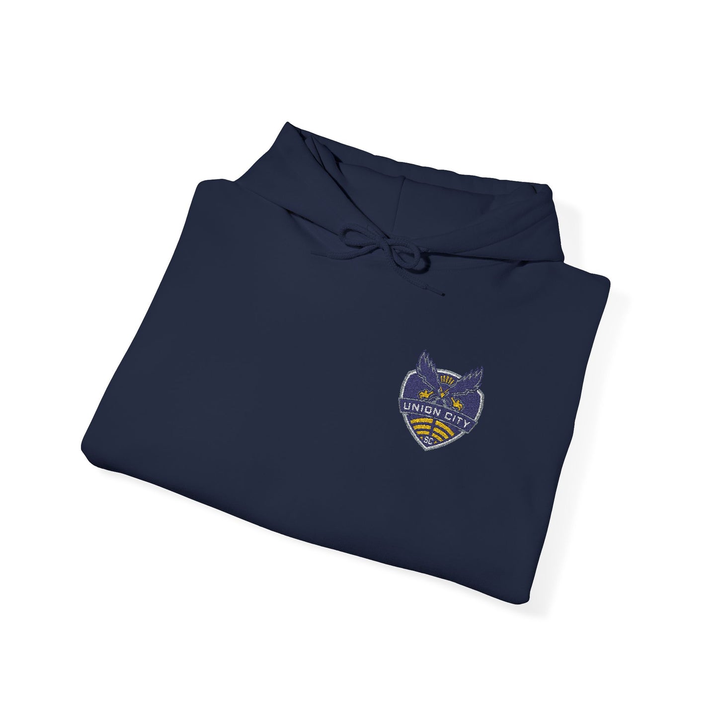 Union City Soccer New Crest Sheild Embroidered Hoodie — Small Chest Graphic