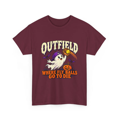 Outfield Where Fly Balls Go to Die Baseball Halloween T-Shirt