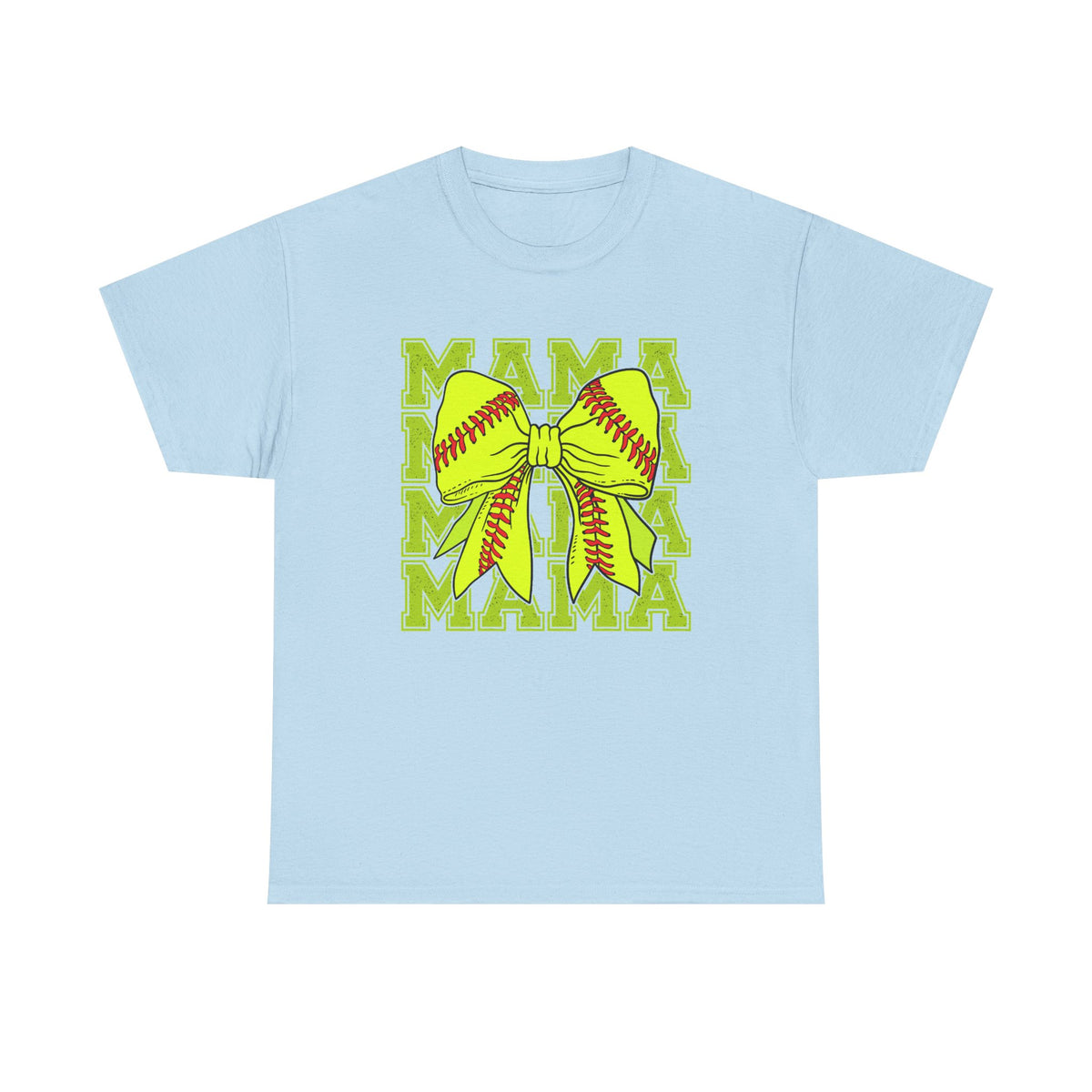 Softball Mama T-Shirt – Neon Bow "MAMA" Graphic