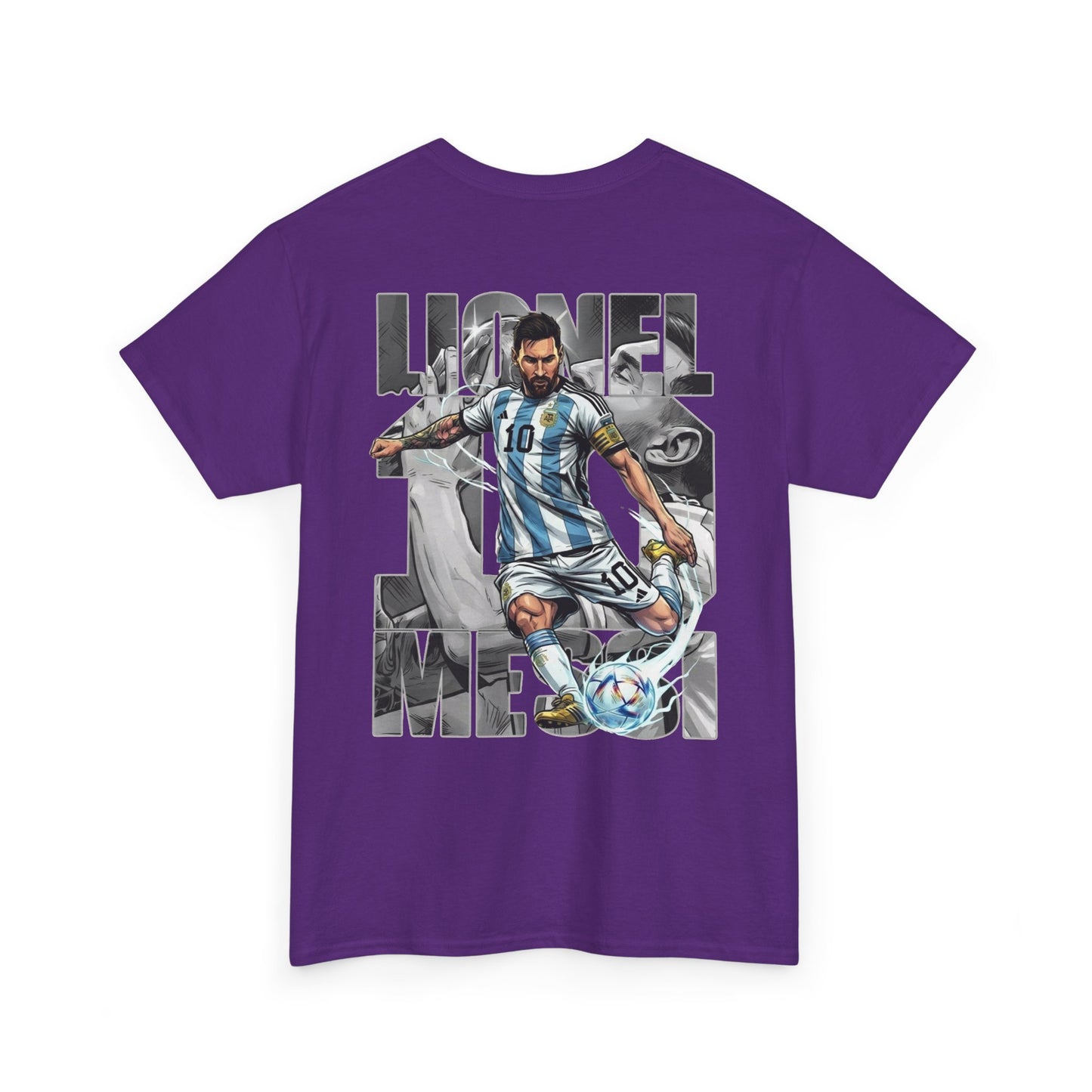 Soccer Star Graphic Tee Back — Argentina Striped Jersey Player Design
