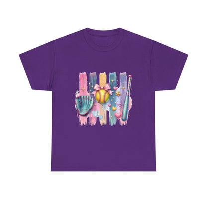 Softball Gear Watercolor T-Shirt — Baseball Bat, Glove & Ball Design – product image 15