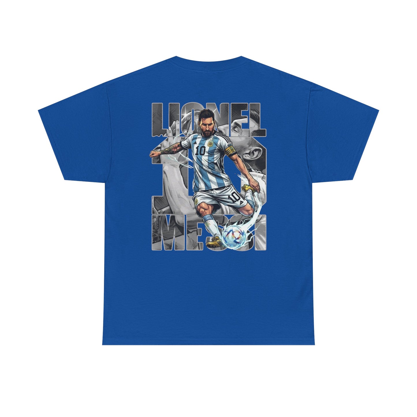 Soccer Star Graphic Tee Back — Argentina Striped Jersey Player Design