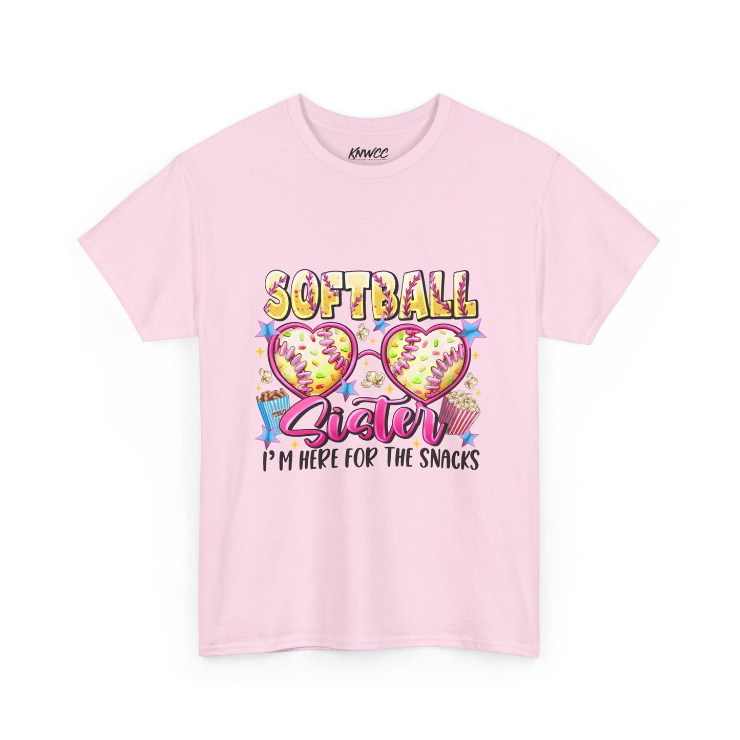 Softball Sister T-Shirt — “I’m Here for the Snacks” Youth/Adult Tee