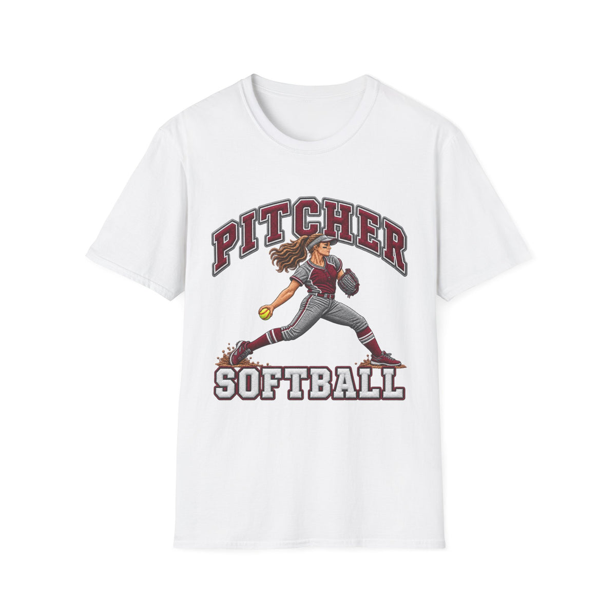 Pitcher Softball T-Shirt — Vintage Female Pitcher Graphic Tee