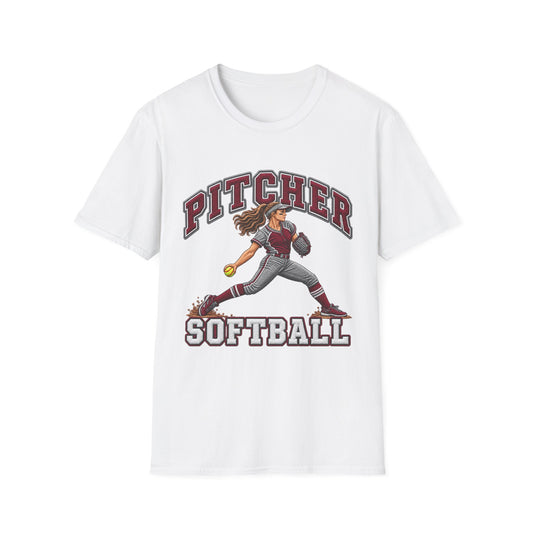 Pitcher Softball T-Shirt — Vintage Female Pitcher Graphic Tee