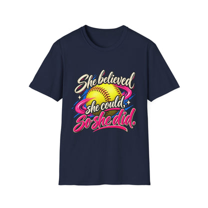 She Believed She Could So She Did Softball T-Shirt