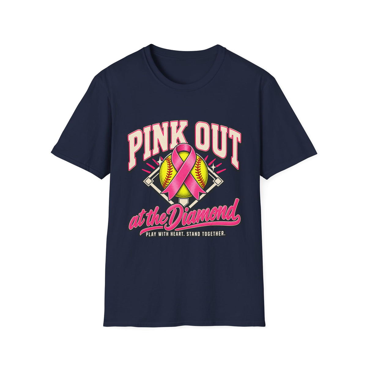 Pink Out Softball T-Shirt — "Pink Out at the Diamond" Breast Cancer Awareness